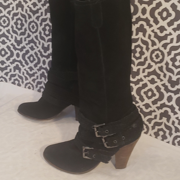 Black leather boot 8.5 4 inch heel - Picture 1 of 7